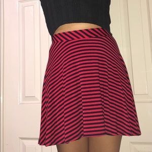 Blue and red striped skater skirt